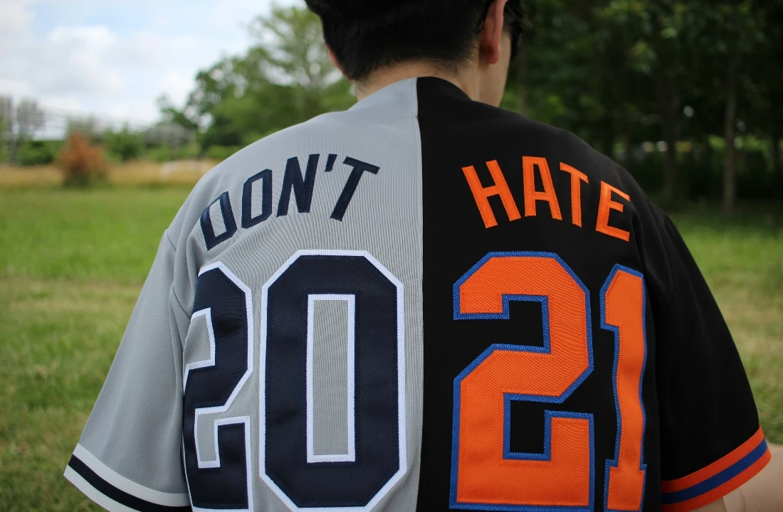 Custom Football Shirts back design with split-color panels, bold numbers, and custom typography, suitable for explaining how football-inspired jerseys became a streetwear category