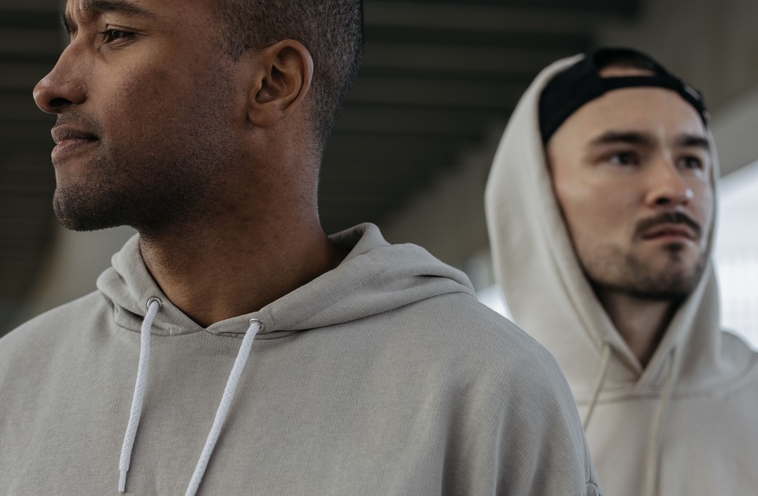 Neutral streetwear hoodies showing French Terry silhouette and drape