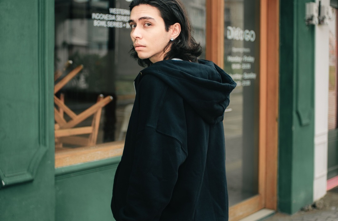 Oversized heavyweight hoodie showing streetwear fit and drape