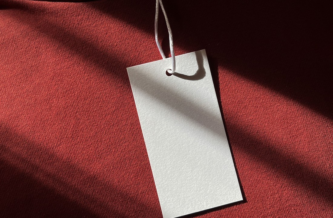 Blank clothing hang tag checked before production