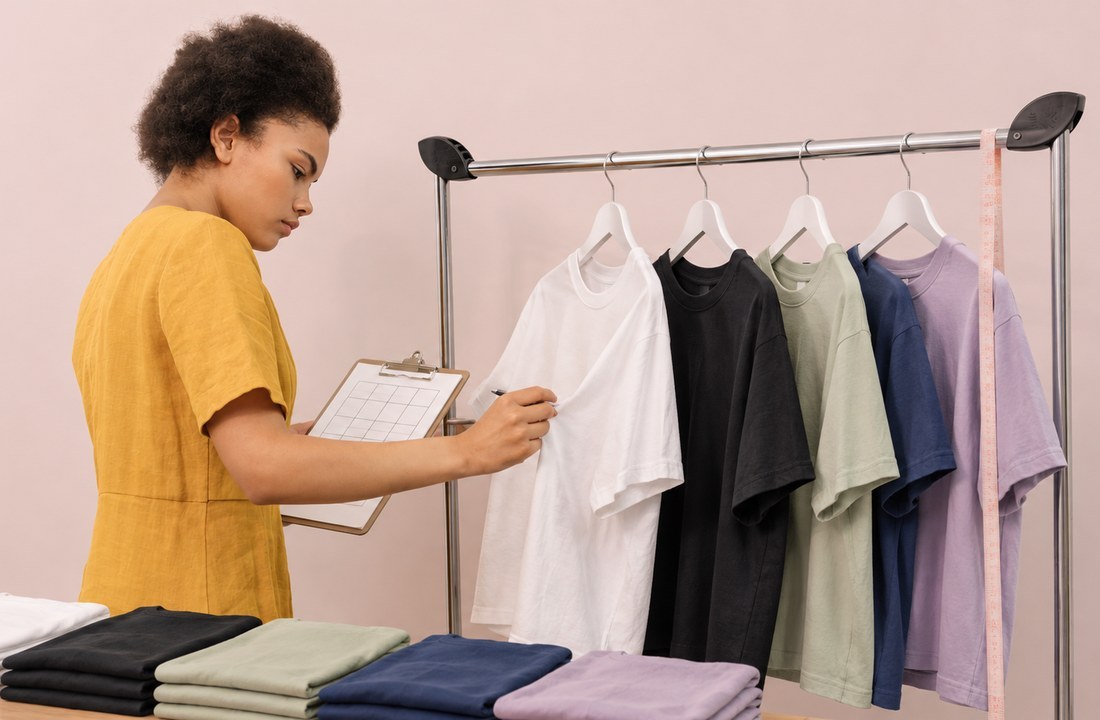Wholesale T-shirt color and size assortment under review