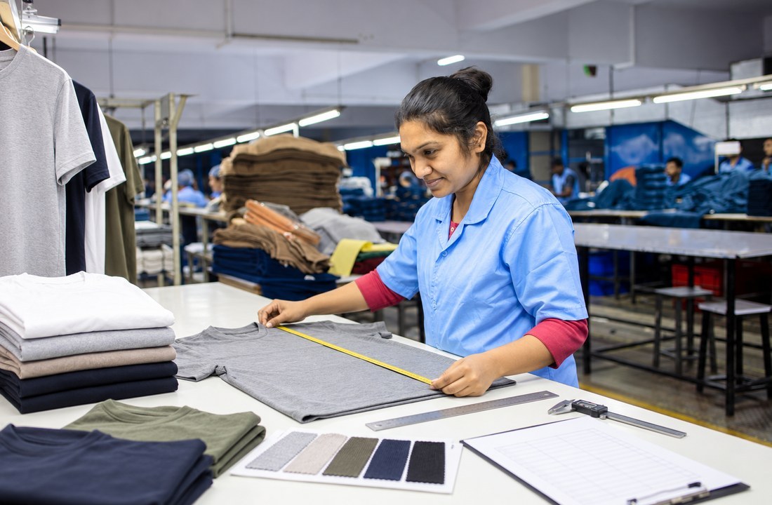 T-shirt specifications checked before manufacturer sampling