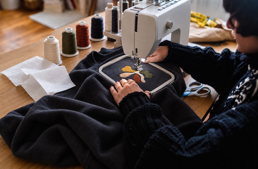 Thread backing and density tested on a sweatshirt