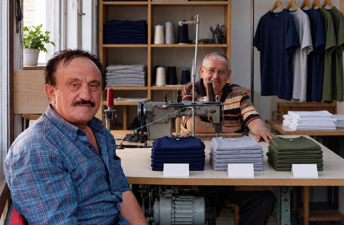 Small workshop organizing T-shirt color and size variants
