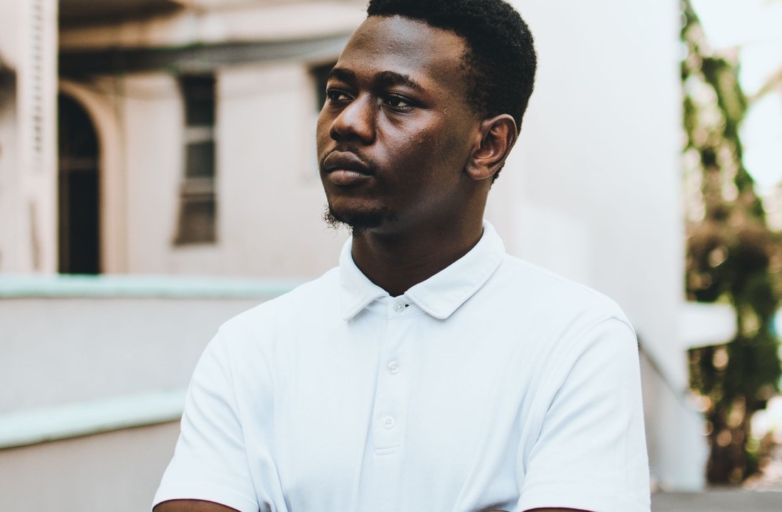 White polo shirt with blank left chest area