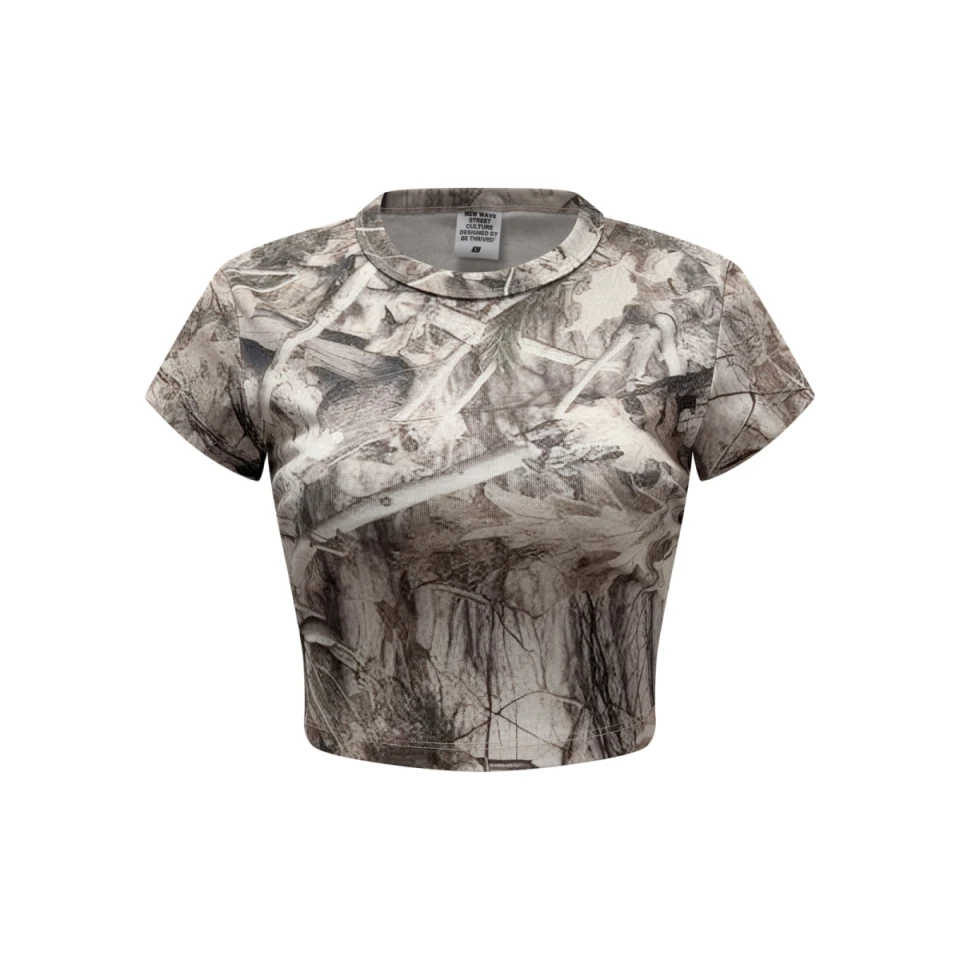 315GSM Women's Slim-Fit Camouflage Crop T-Shirt product preview