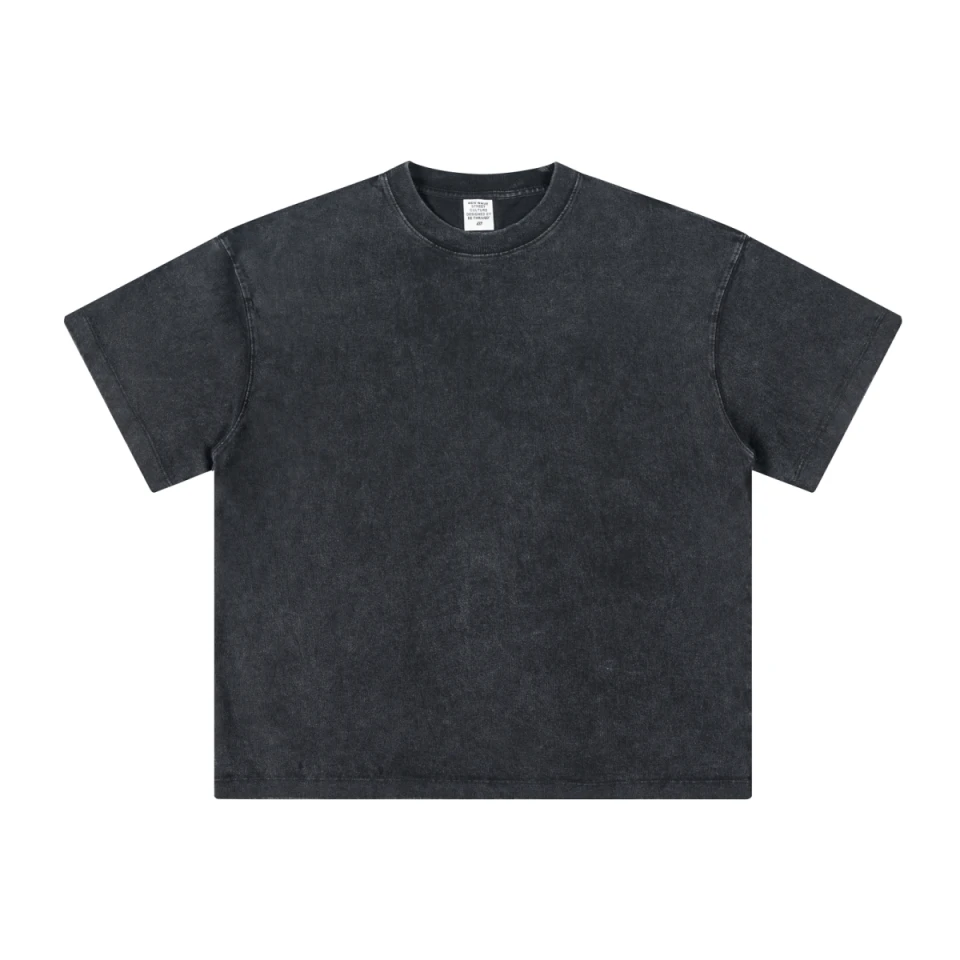 260GSM Unisex Heavyweight Re-Washed Distressed Crew Neck T-shirt product preview