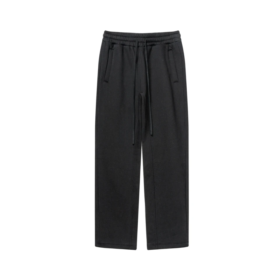 345GSM Unisex Solid-Color Relaxed Fleece-Lined Straight-Leg Pants product preview