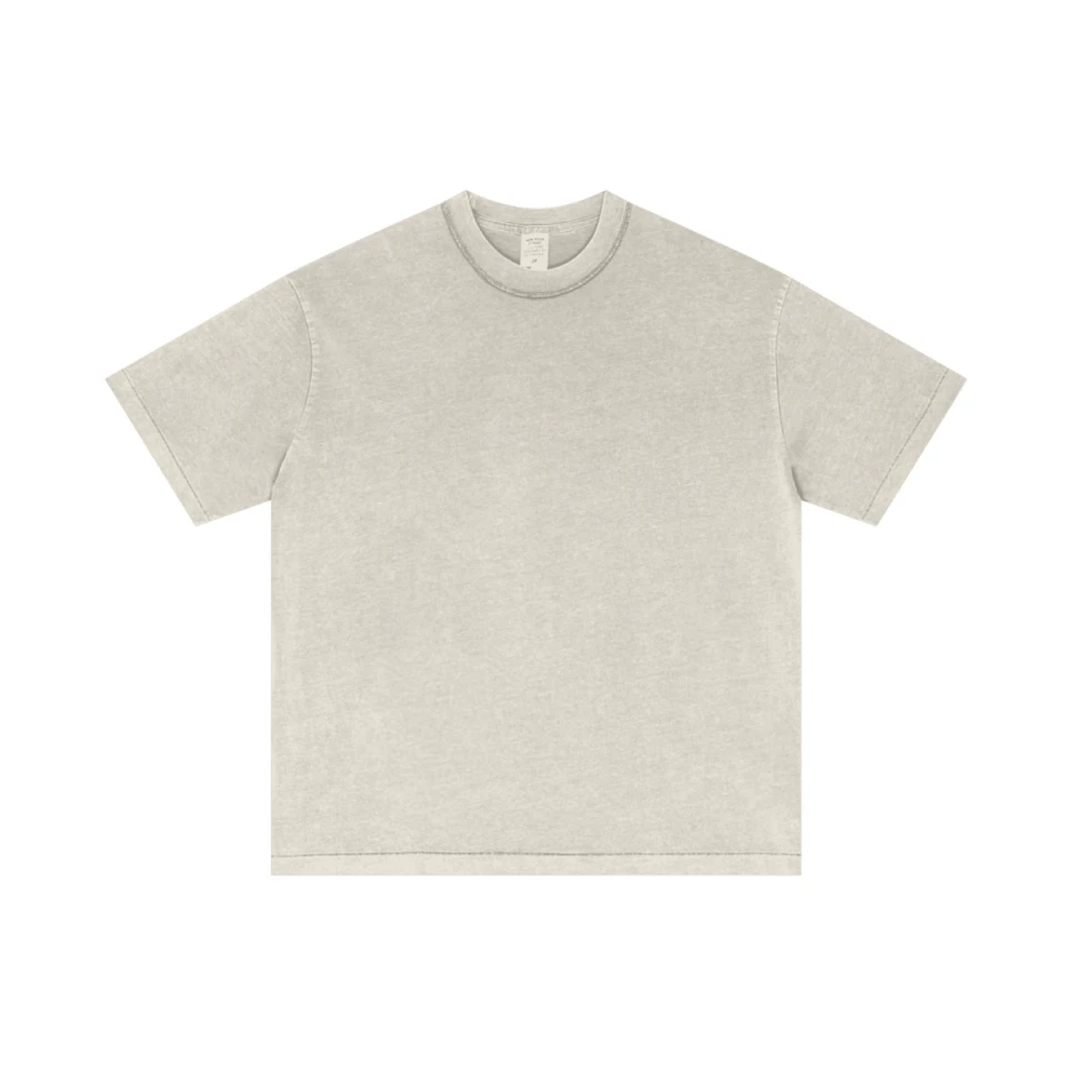 275GSM Women's Double-Yarn 100% Cotton Plain-Wash T-shirt product preview