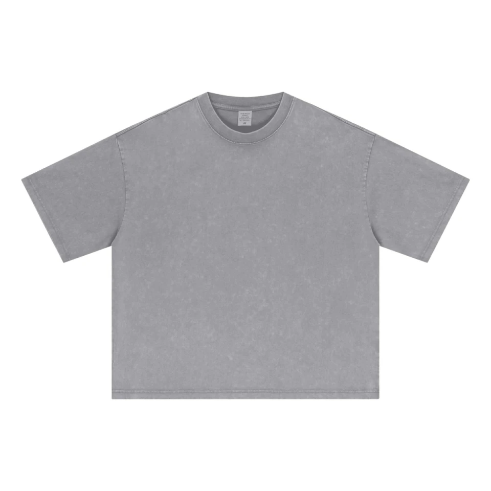 285GSM Unisex Boxy-Fit Distressed Fried-Color Snow-Wash Loose T-shirt product preview