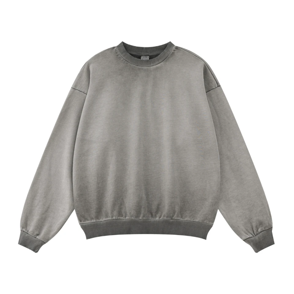 380GSM Unisex Fall&Winter Inside-Out Fried-Color Crew Neck Sweatshirt product preview