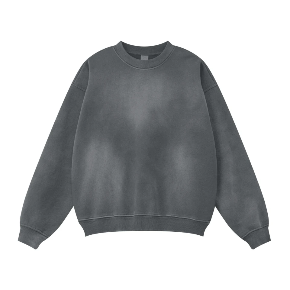 370GSM Unisex Fall&Winter Monkey-Wash PP Spray Crew Neck Sweatshirt product preview