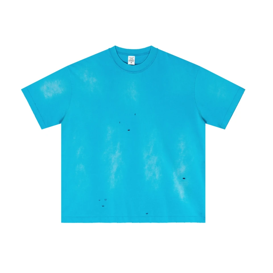 285GSM Unisex Vintage-Wash Ripped Raw-Edge T-Shirt product preview
