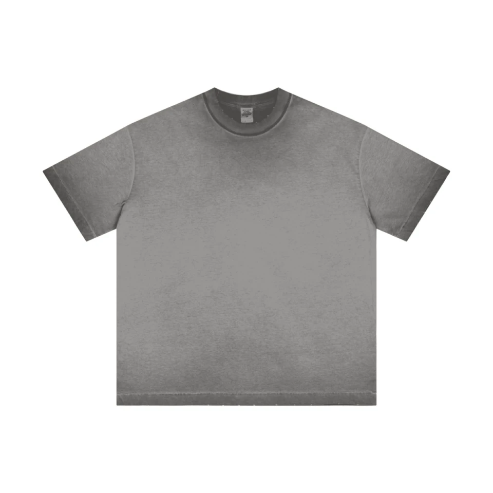 275GSM Unisex Raw-Edge Reverse-Wash Fried-Color T-shirt product preview