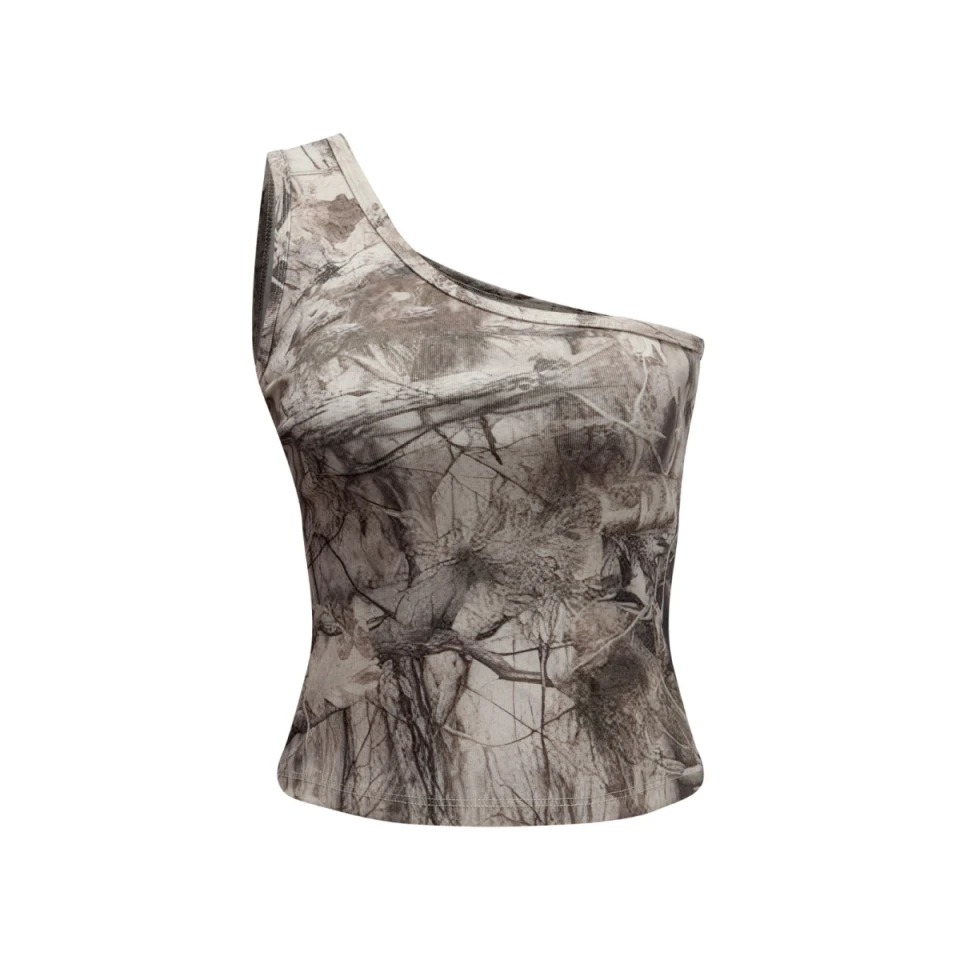315GSM Women’s Asymmetrical Shoulder Camouflage Tank Top product preview