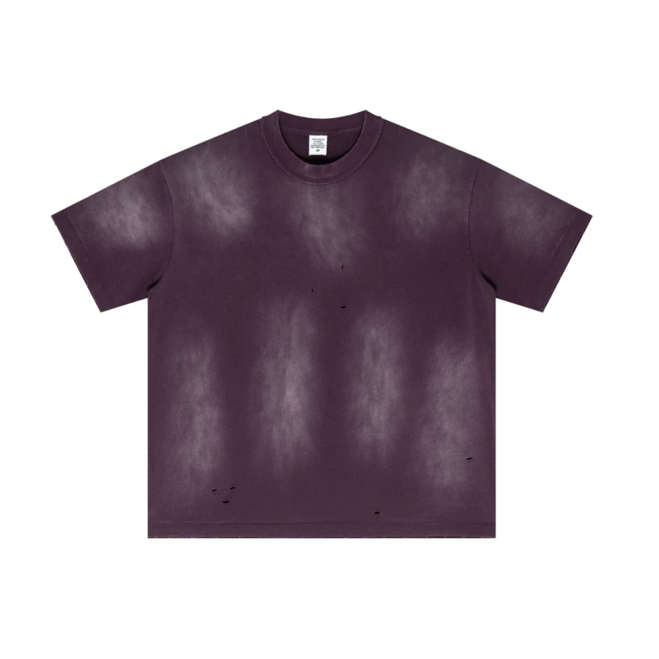 285GSM Women's Vintage-Wash Ripped Raw-Edge T-Shirt product preview