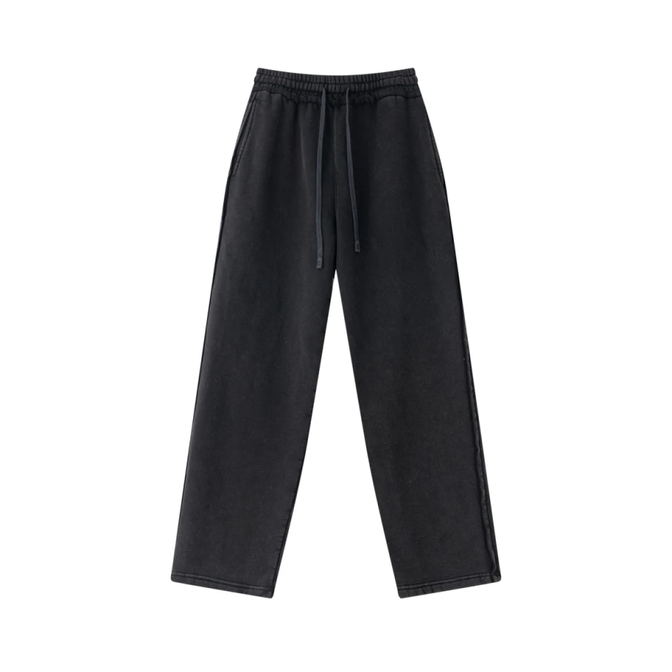 400GSM Men’s Raw-Edge Pigment-Wash Straight-Leg Pants product preview