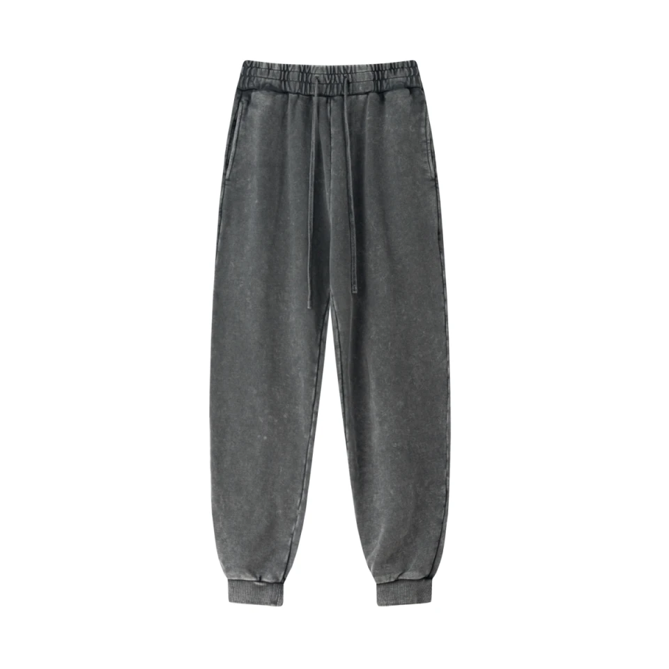 400GSM Men's Heavyweight Snow-Washed Ribbed-Cuff Jogger Pants product preview