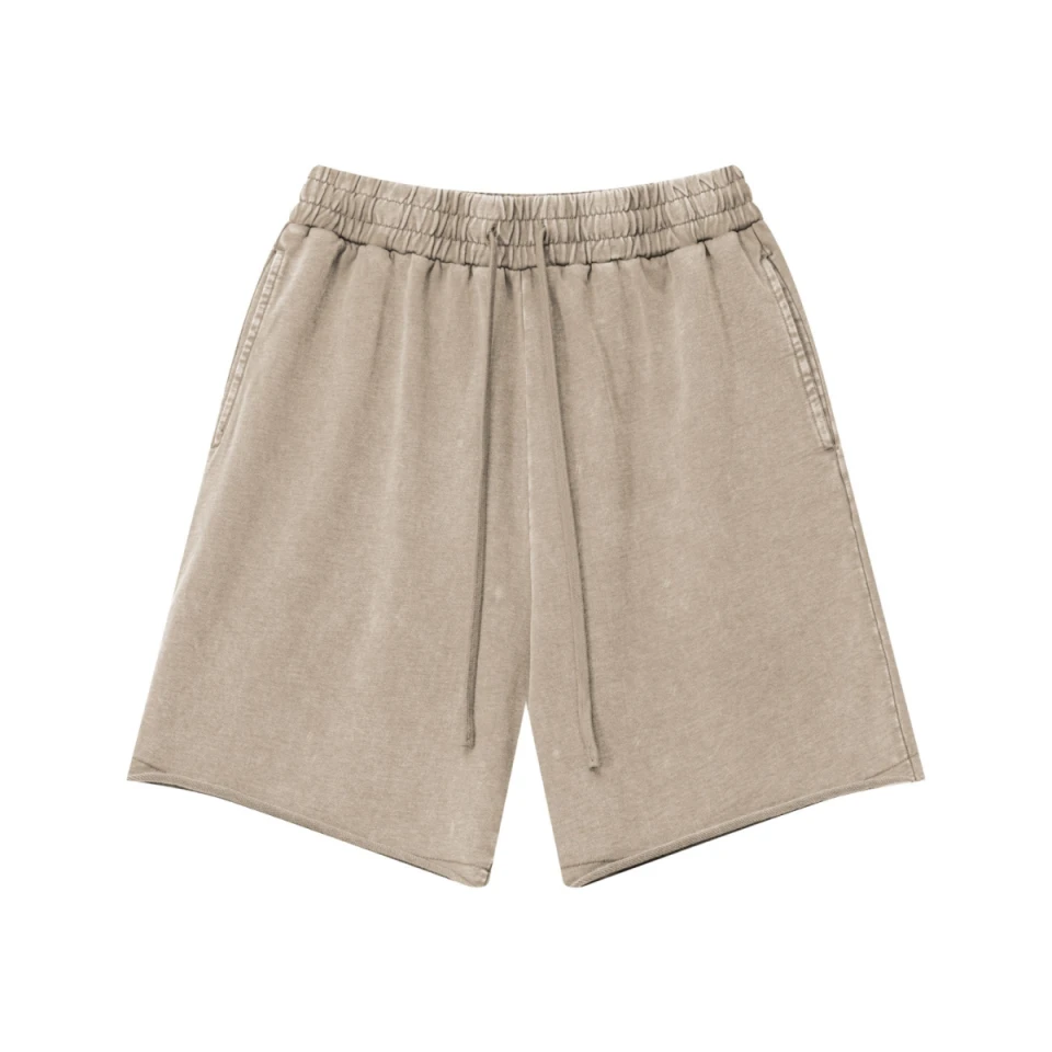 330GSM Unisex Raw-Edge Snow-Wash French Terry Shorts product preview