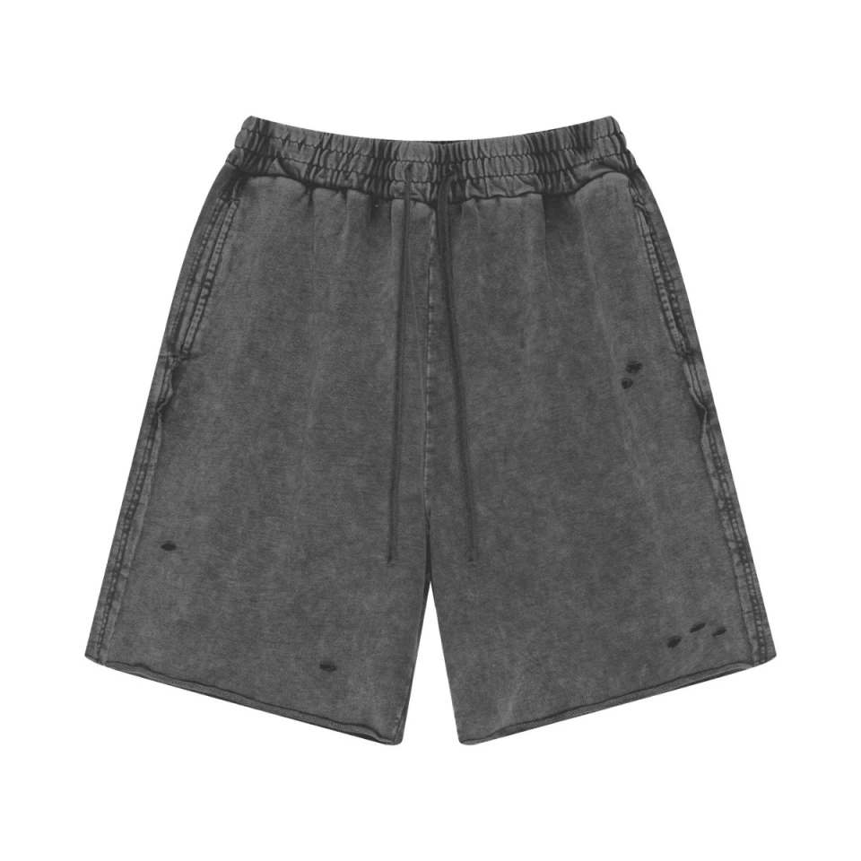 330GSM Unisex 100%Cotton Beefy Fabric Handcrafted Distressed Shorts product preview