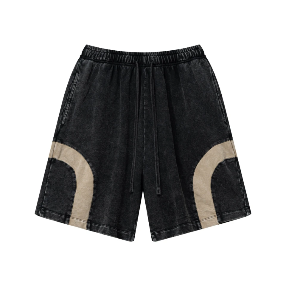 330GSM Unisex Heavyweight Contrast-Panel Snow-Washed Shorts product preview