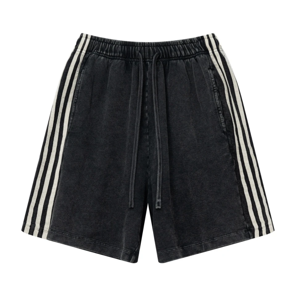 330GSM Unisex Heavyweight 100% Cotton Webbing Drawstring Snow-Washed Shorts product preview