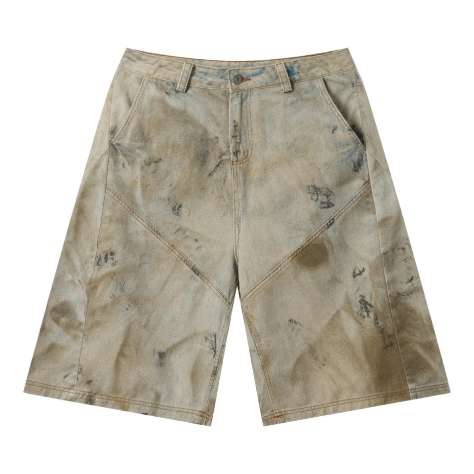 270GSM 100% Cotton Left Twill Denim Print Cropped Pants product preview