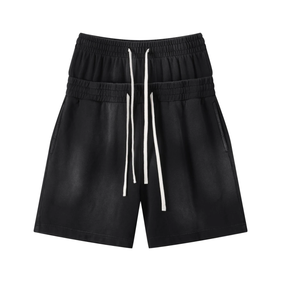320GSM Heavyweight Cotton Slub Spray Wash Relaxed Fit Shorts product preview