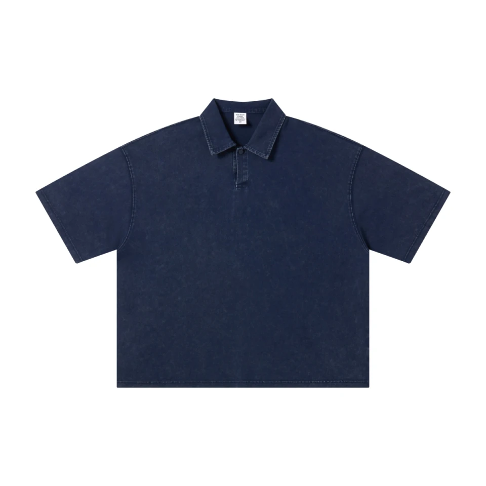 280GSM Heavyweight Double Yarn Snow Wash Boxy Fit Polo T-Shirt product preview