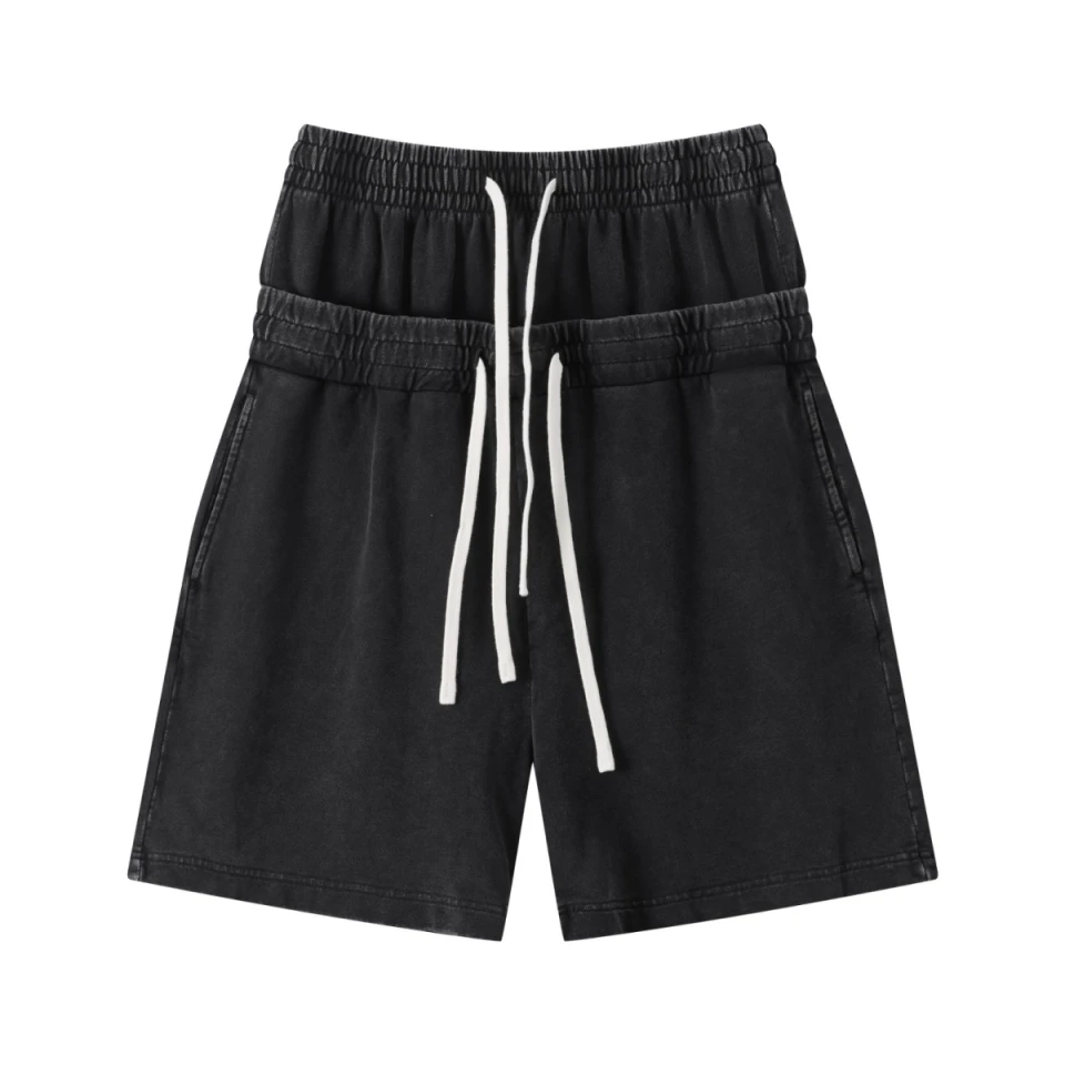 320GSM Heavyweight Cotton Slub Snow Wash Relaxed Fit Shorts product preview