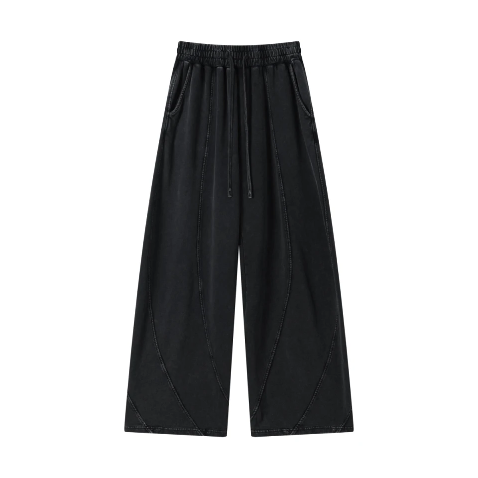 320GSM Men's Textured Denim Curved Panel Straight Pants product preview