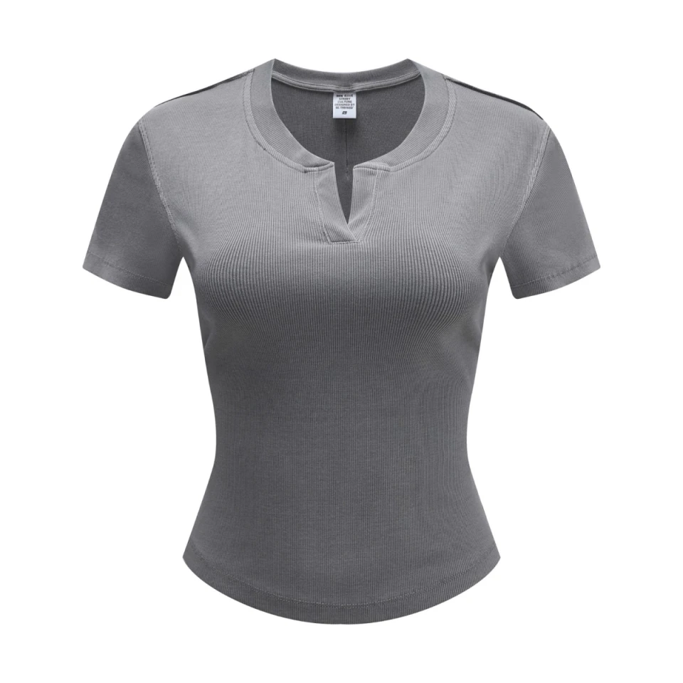 275GSM Women's Vintage Wash Stand Collar Fitted T-Shirt product preview