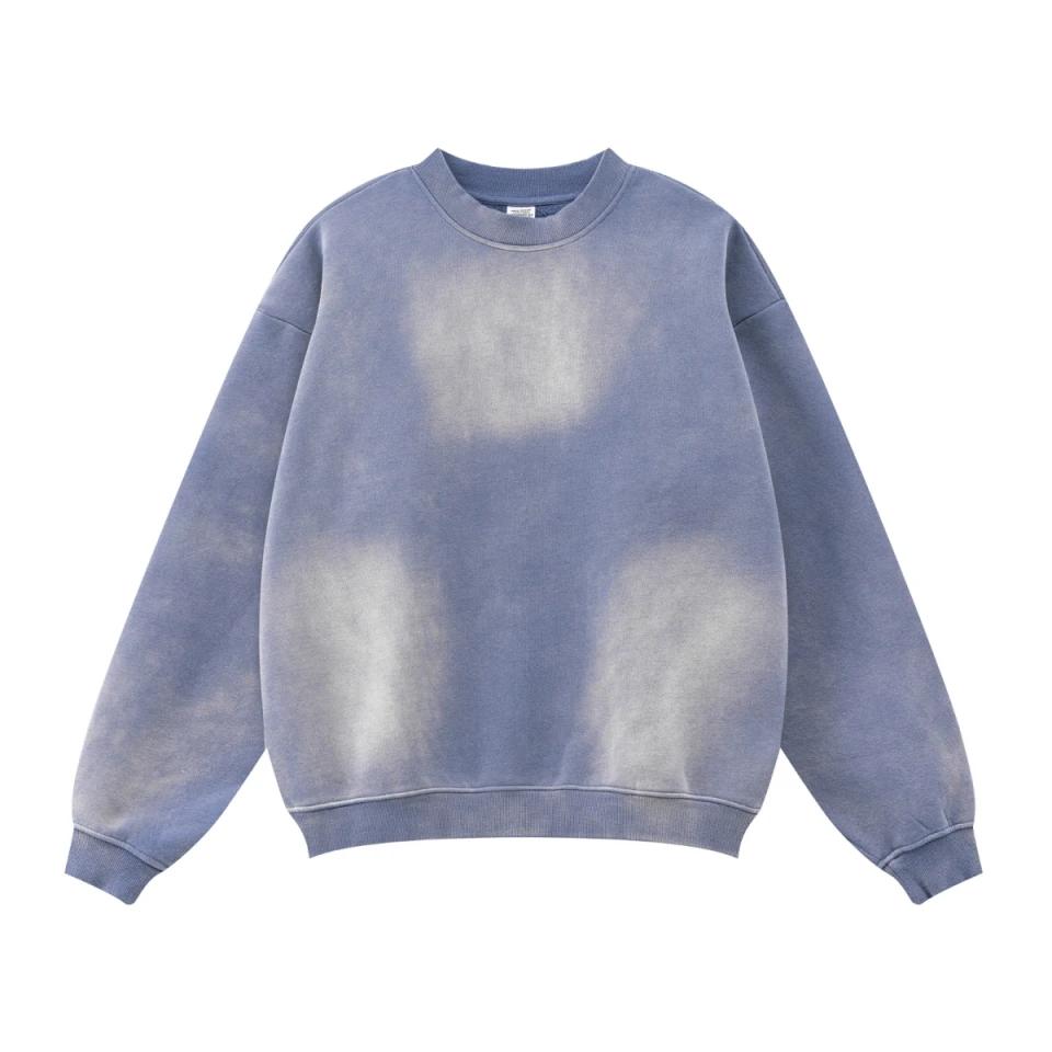 360GSM Unisex Fleece-Lined Distressed PP Spray Crew Neck Sweatshirt product preview