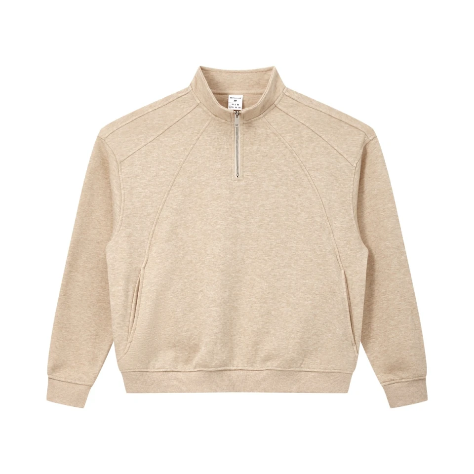 320GSM Men's Old Money Deconstructed Panel Half-Zip Polo Sweatshirt product preview