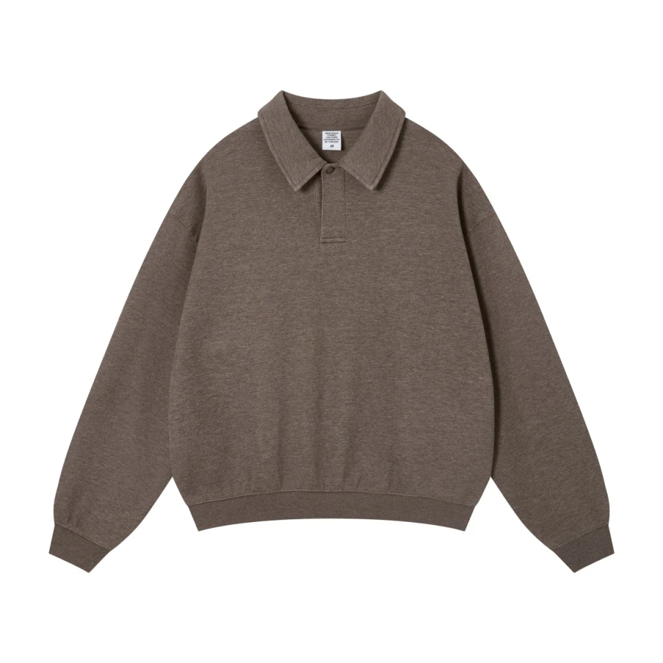 320GSM Men's Old Money Textured Half-Button Polo Sweatshirt product preview