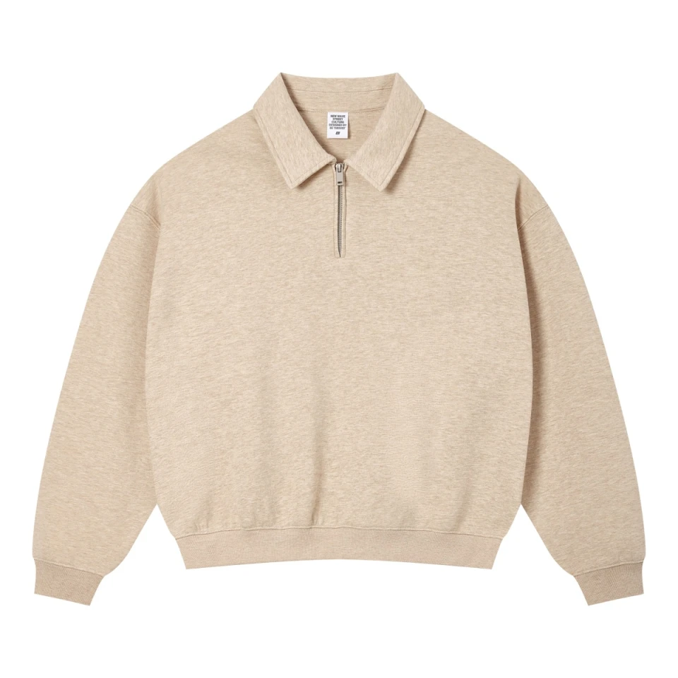 320GSM Men's Old Money Convertible-Collar Half-Zip Polo Sweatshirt product preview