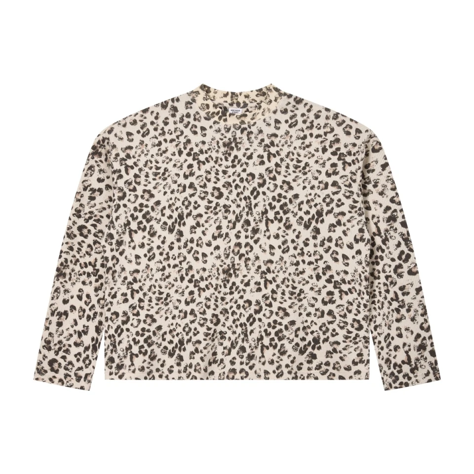 260GSM Men's Boxy Leopard Waffle Long-Sleeve T-Shirt product preview