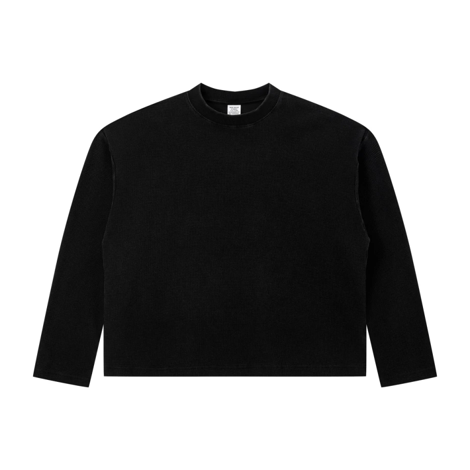 280GSM Men's Vintage Snow-Wash Boxy Waffle Long-Sleeve T-Shirt product preview