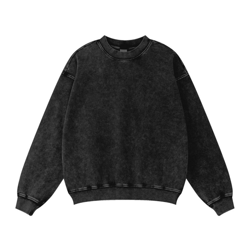 320GSM Unisex Vintage-Wash Crew Neck Loopback Sweatshirt product preview
