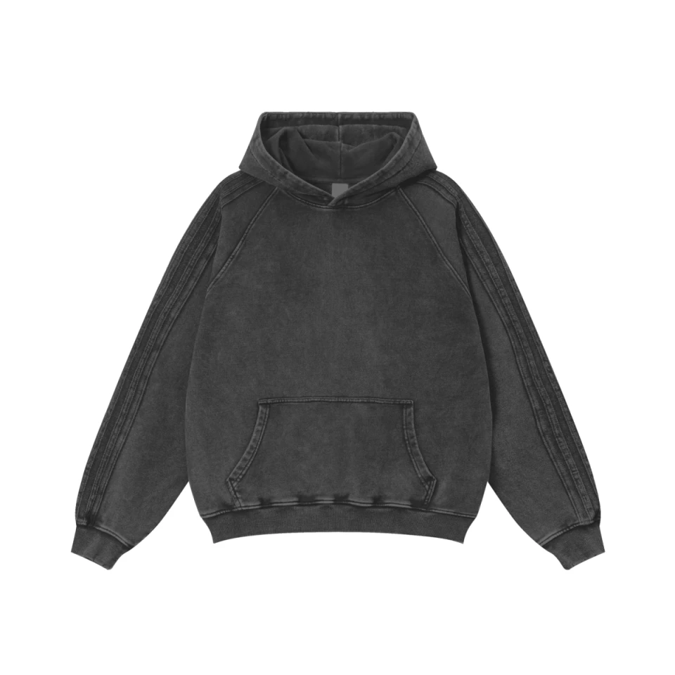 410GSM Unisex Vintage-Wash Panelled Hoodie product preview