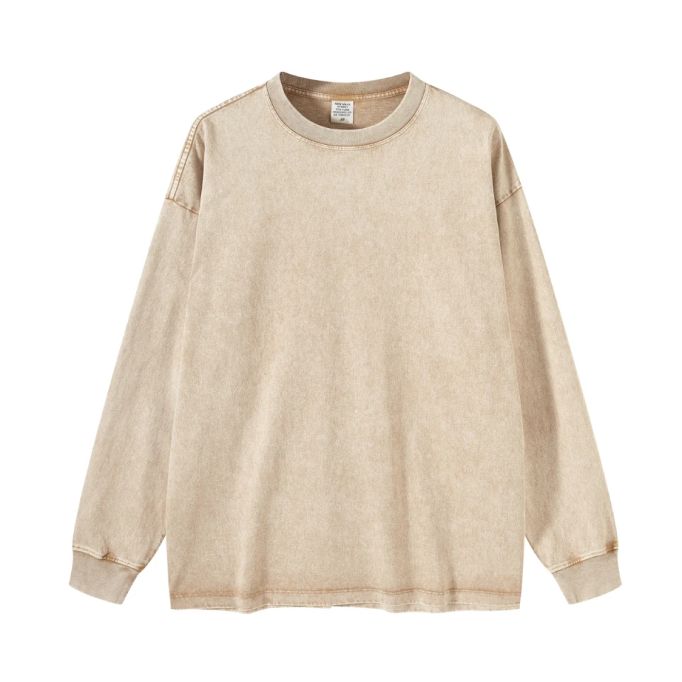 260GSM Women's Heavyweight Vintage-Wash Loose-Fit Long-Sleeve T-Shirt product preview