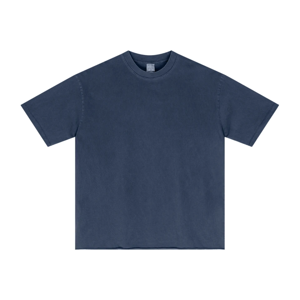 275GSM Men's Double-Yarn Raw-Edge Pigment-Wash T-Shirt product preview