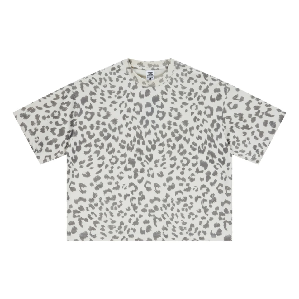 240GSM Unisex Boxy Leopard Print Heat-Transfer Loose T-shirt product preview