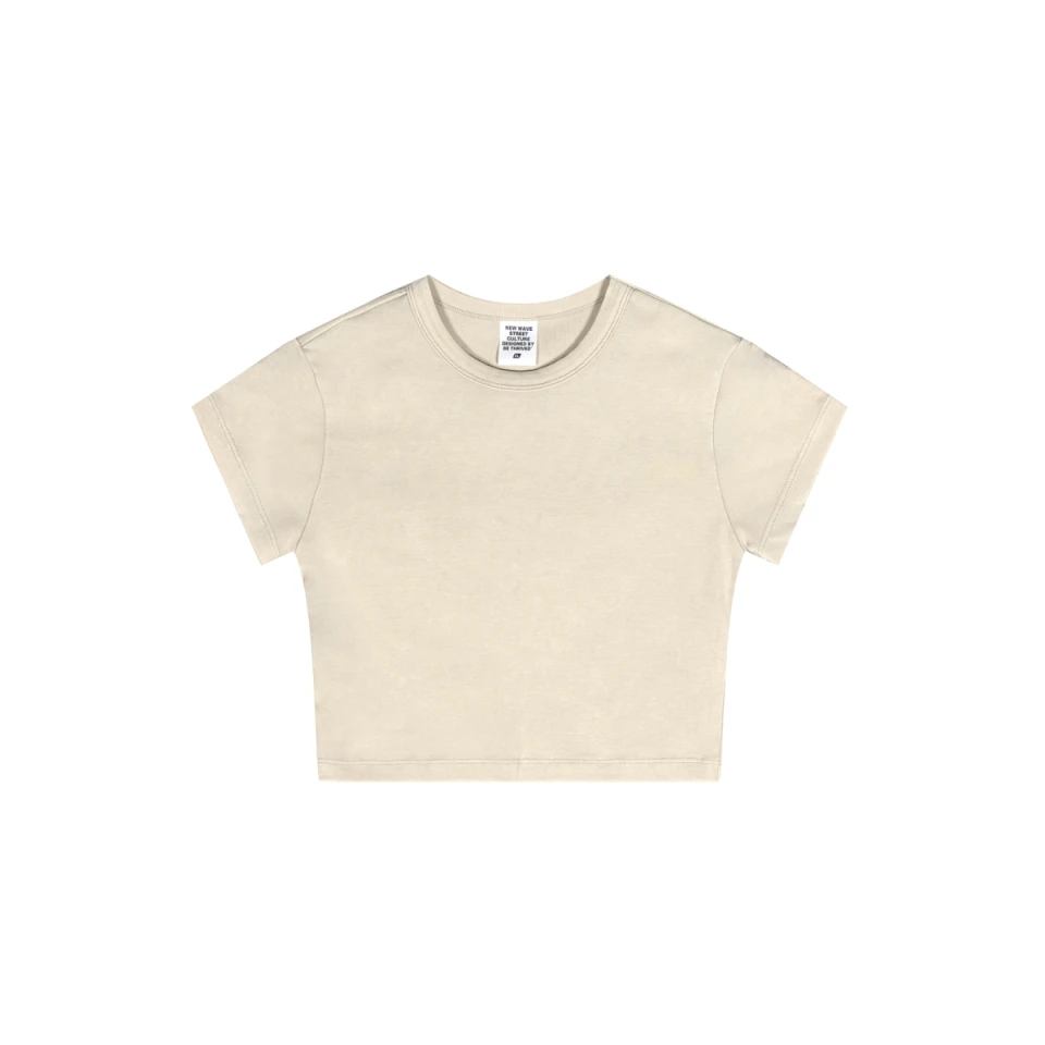 235GSM Women's Slim-Fit Washed Stretch Cotton Crop T-Shirt product preview