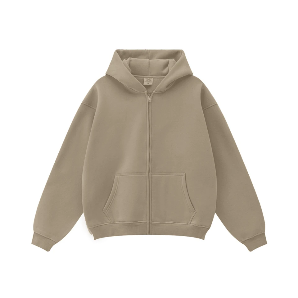 345GSM Unisex Oversized Fleece-Lined Zip-Up Hoodie product preview