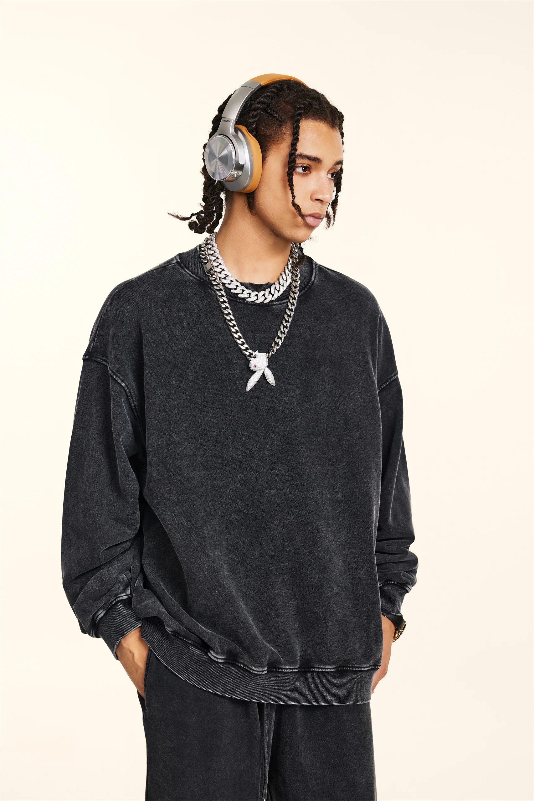 380GSM Unisex Black Long Sleeve Tee - Thumbnail Image