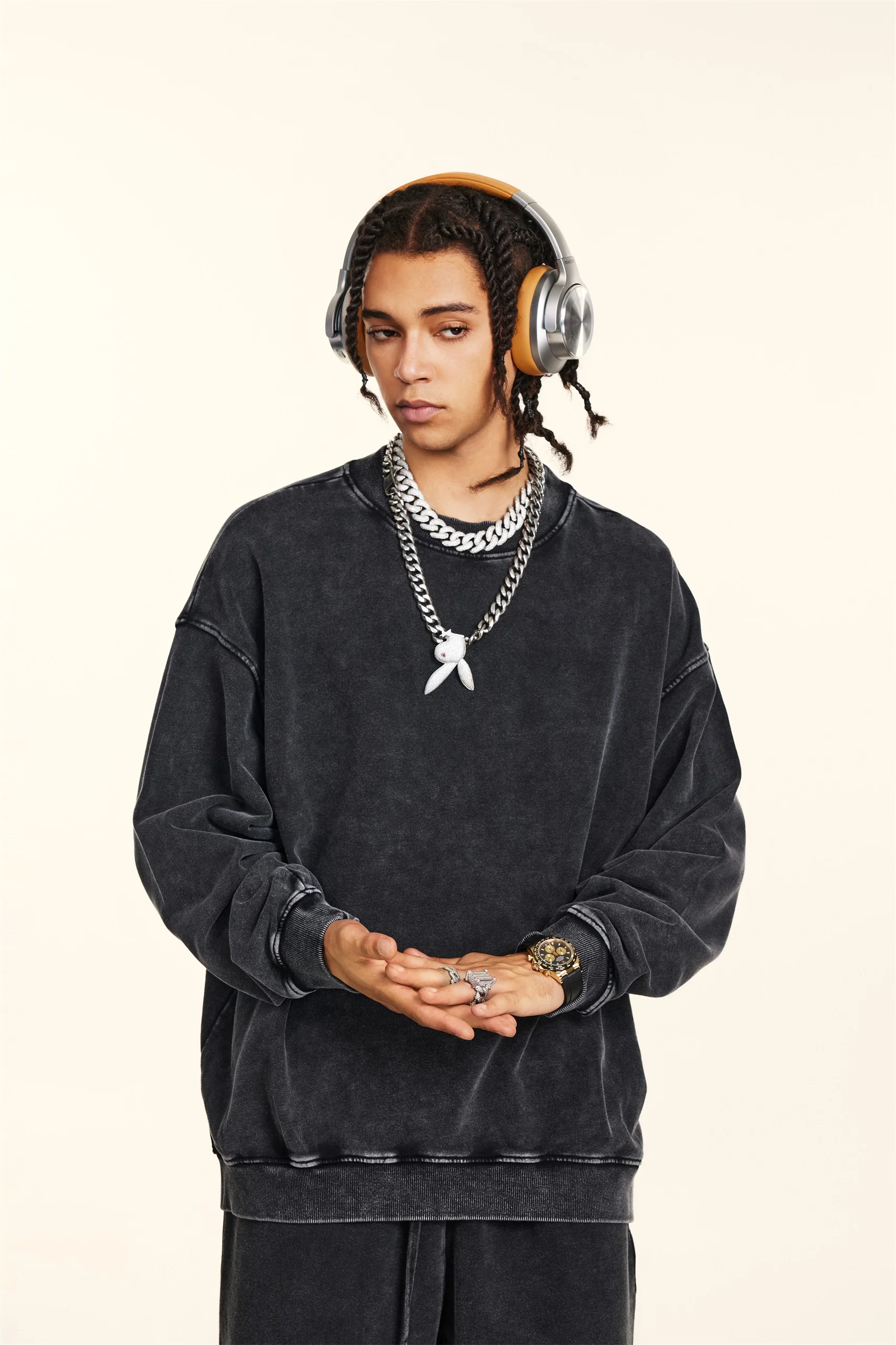 380GSM Unisex Black Long Sleeve Tee - Thumbnail Image