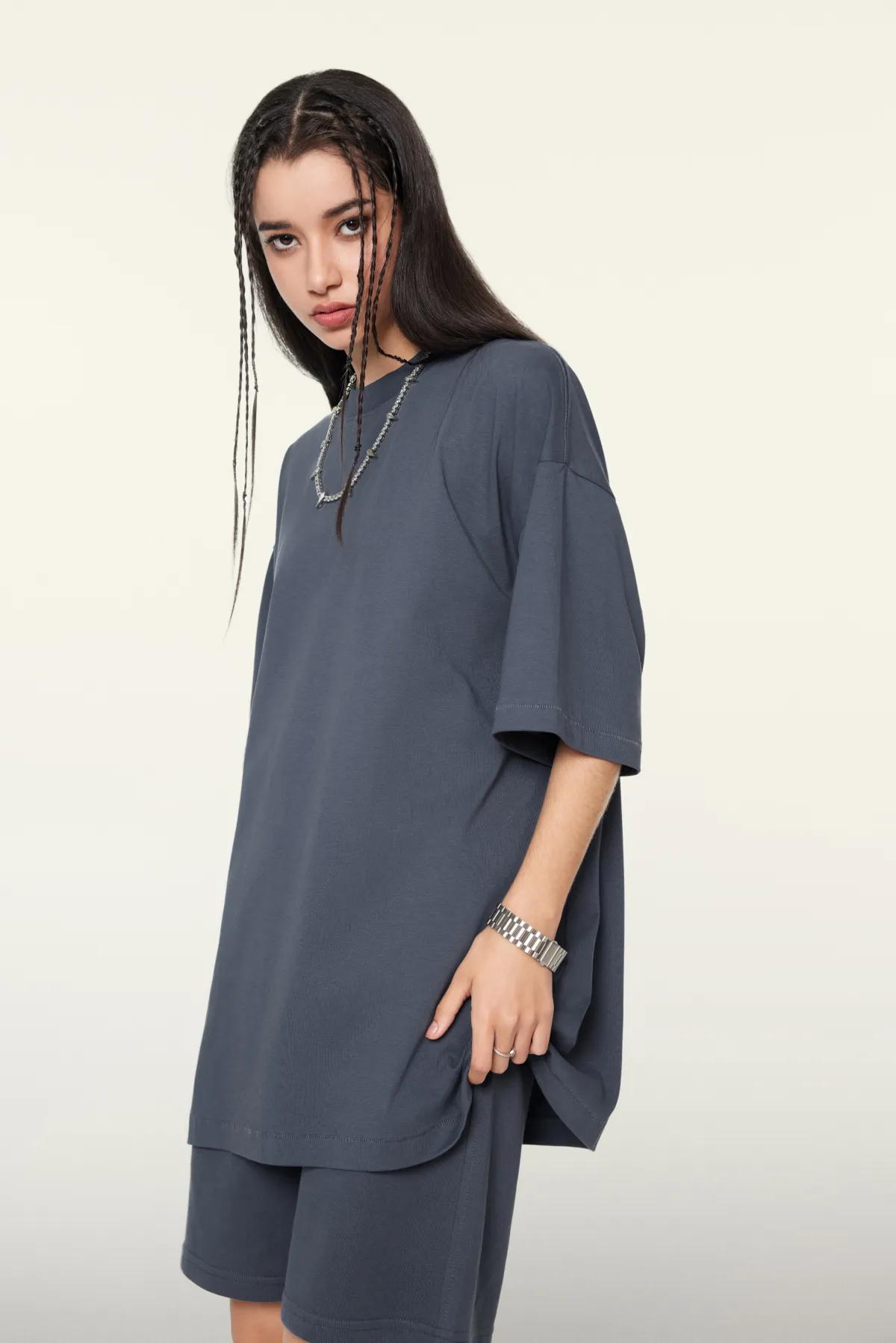 Women’s Eco-Chic Comfort Long Crew Neck T-Shirt - Thumbnail Image