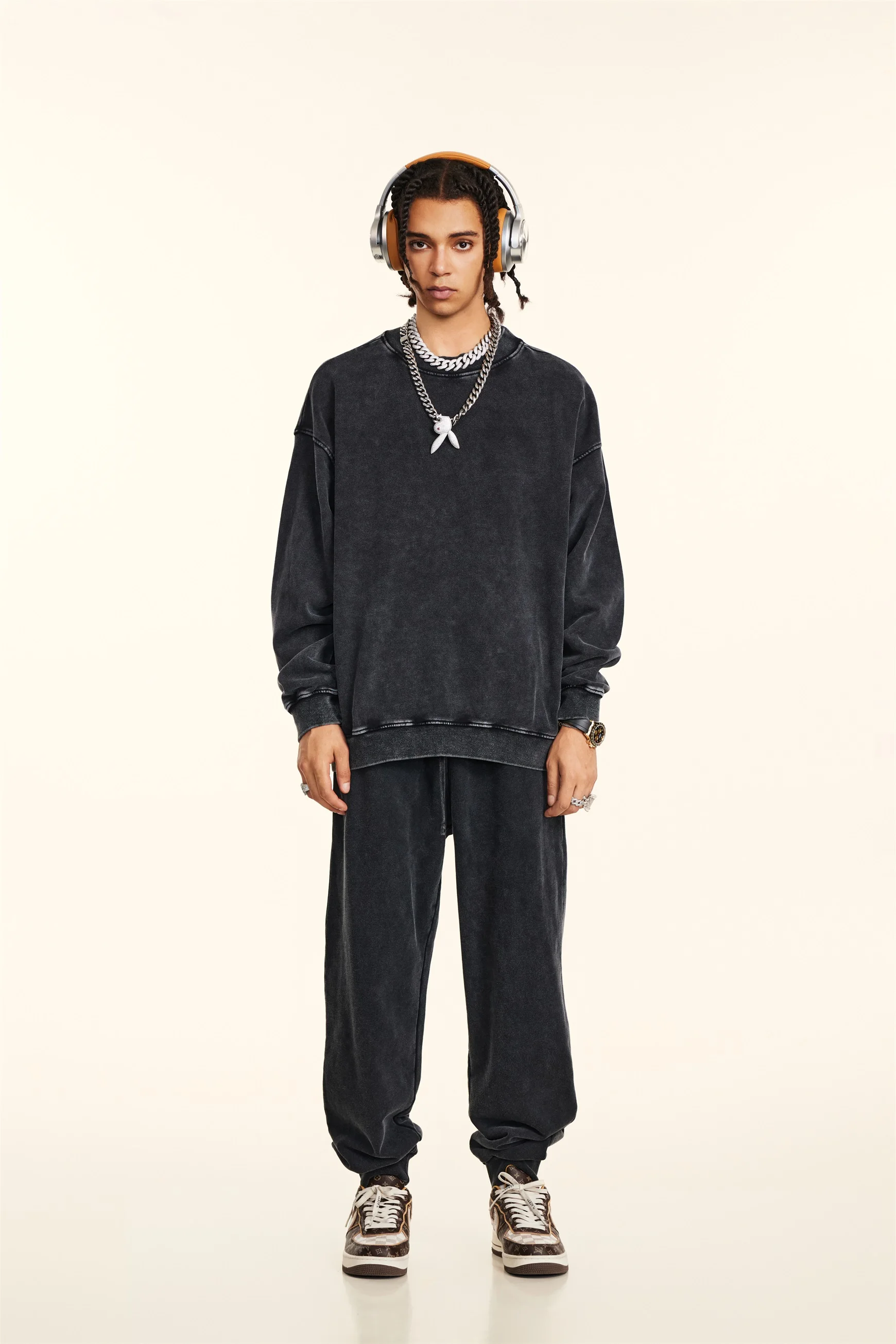 380GSM Unisex Black Long Sleeve Tee - Thumbnail Image